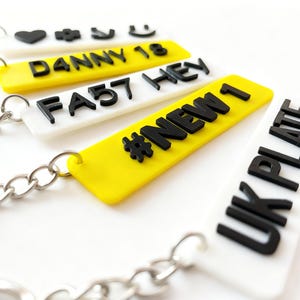 Personalised Number Plate Keyring - 3D Printed Custom Keychain