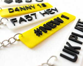 Personalised Number Plate Keyring - 3D Printed Custom Keychain