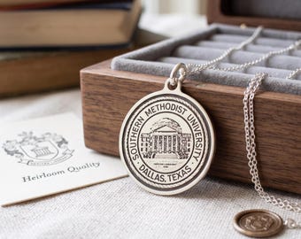 Personalized SMU Family Crest Necklace, Gold Filled Pendant