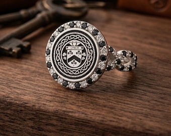Engraved Family Crest Signet Ring, Sterling Silver, University Logo