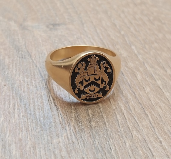 Family Crest Gold Filled Signet Ring Valentine s Day Gift ring With Black Background special Gift gift for Her gift for Him Etsy Canada