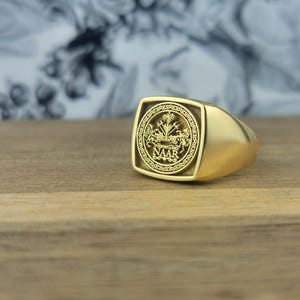 Familienwappen Quadrat Siegelring, Gold Filled, Sterling Silber, handgemacht