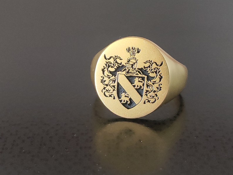 R Diagonal R Crest Engraved Coat of Arms Signet Ring, Sterling Silver, Personalized Gift ...