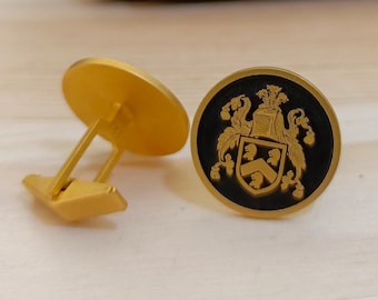 Personalized Sterling Silver Family Crest Cufflinks, Engraved Signet