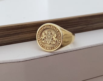 Die Pennsylvania State Universität Ring, personalisierte Ring, Für Frauen, Geschenk für Familie, Kreis Monogramm Siegelring, Valentinstag Geschenk