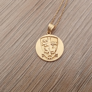 Personalized necklace,coat of arms necklace,engravable and embossable necklace,Gold filled pendant,Custom made pendant,Handmade necklace