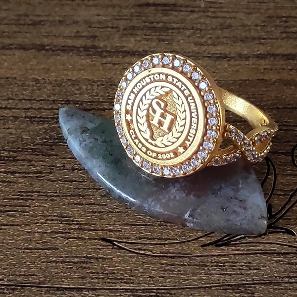 Sam Houston State University, anillo de mujer, regalo de graduación, anillo de regalo de Navidad, anillo de mujer grabado, todos los logotipos de la universidad se pueden grabar