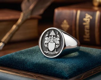 Custom Family Crest Signet Ring, Sterling Silver Handmade Clan Ring, This Ring Can Be Customized