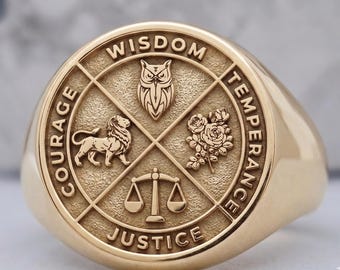 Wisdom Ring,Courage Justice Temperance Ring,Christmast Gift,Customizable Design,925 Sterling Silver  Ring