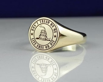 Solid Gold Family Crest Signet Ring, 14k Gold