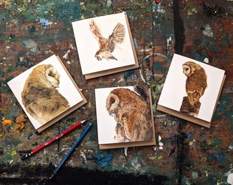 Barn Owls - Set of 4 Greeting Cards
