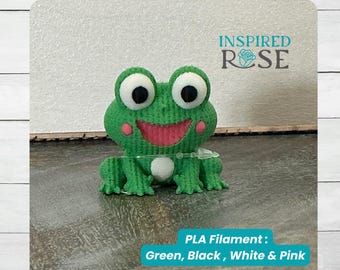 3D Printed Knitted Frog Figurine | Faux Knit Texture | PLA Shelf Decor | Nursery Accent | Whimsical Amphibian Gift | Spend 35 Free Shipping