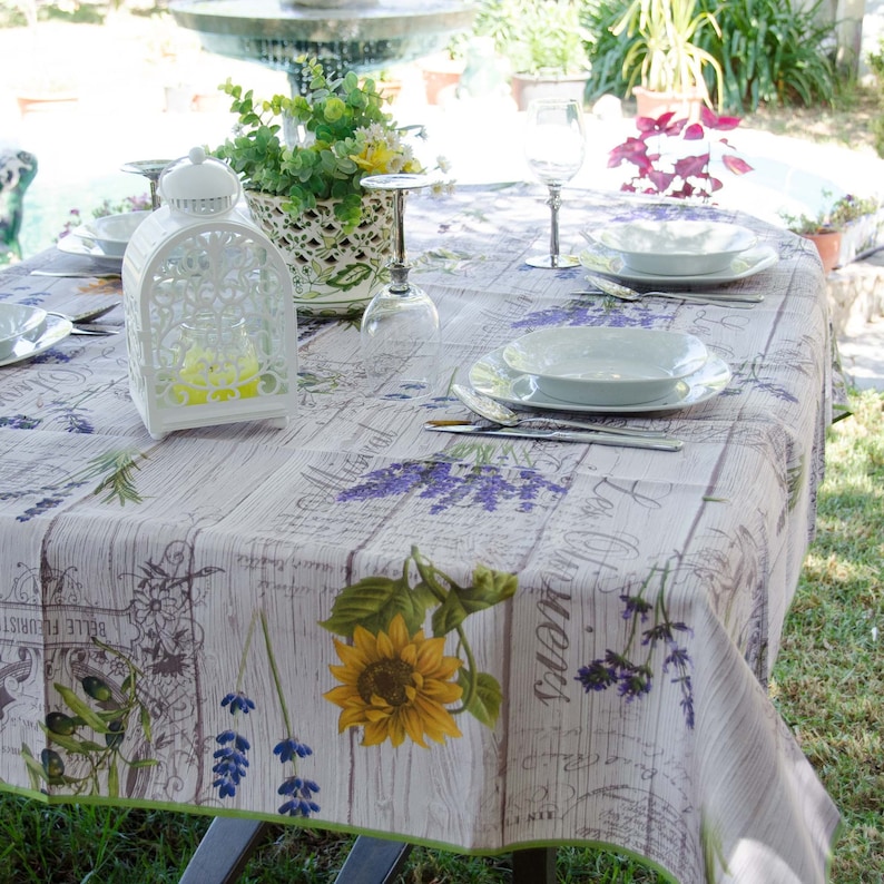 Französische Tischdecke, wasserabweisende Tischdecke, schmutzabweisende Tischdecke, florale Tischdecke, rechteckige und runde Tischdecke, provenzalische Tischmatte Bild 2