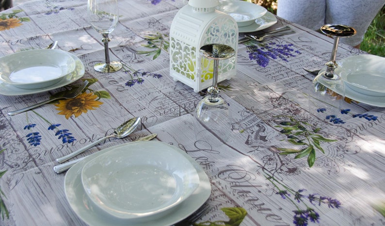 Französische Tischdecke, wasserabweisende Tischdecke, schmutzabweisende Tischdecke, florale Tischdecke, rechteckige und runde Tischdecke, provenzalische Tischmatte Bild 8