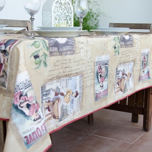 French tablecloth, Water-resistant tablecloth, Stain-proof tablecloth, Green table covering, Rectangle & round cloth, Provencal table mat