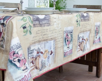 French tablecloth, Water-resistant tablecloth, Stain-proof tablecloth, Green table covering, Rectangle & round cloth, Provencal table mat