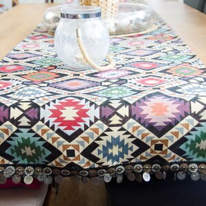Table Runner, Handmade in ethnic pattern,  Colorful Home Decor, table decor, Rustic Table Runners, Boho Table Runner, Housewarming
