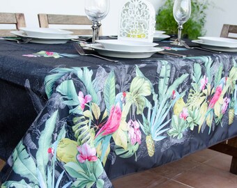 Water and stain resistan tablecloth, EXOTIC tablecloth, Rectangle and round tablecloth, Outdor tablecloth, Stain Proof Resistant, Wipeable