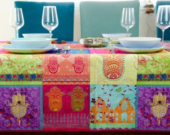 Mantel resistente al agua y a las manchas, mantel indio colorido, mantel rectangular y redondo, mantel exterior, resistente a las manchas