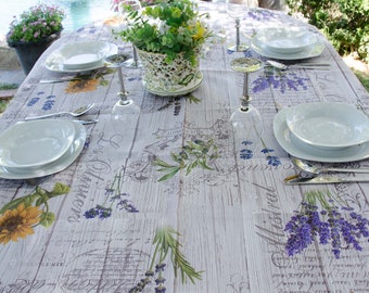 Nappe française, nappe résistante à l'eau, nappe anti-taches, couverture de table florale, nappe rectangulaire et ronde, tapis de table provençal