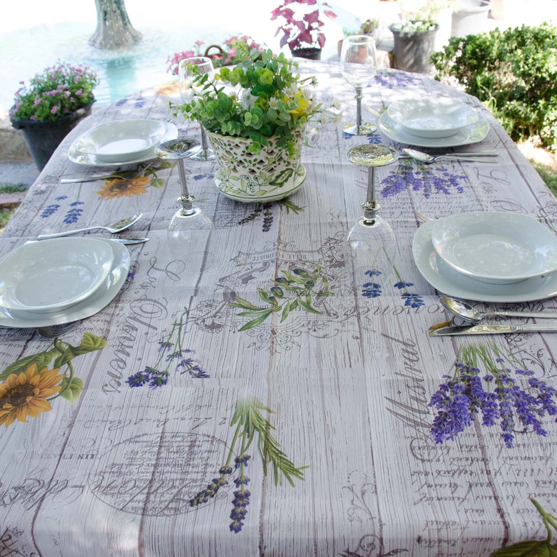Französische Tischdecke, wasserabweisende Tischdecke, schmutzabweisende Tischdecke, florale Tischdecke, rechteckige und runde Tischdecke, provenzalische Tischmatte Bild 1