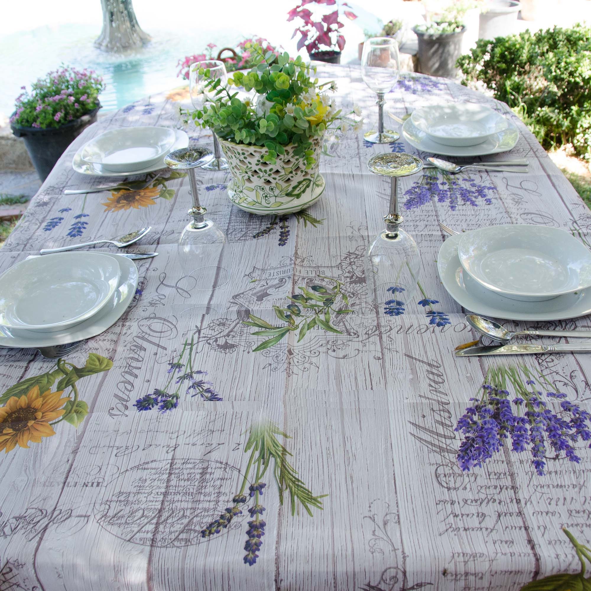 Mantel francés, Mantel resistente al agua, Mantel antimanchas, Cobertura de mesa floral, Rectángulo y tela redonda, Tapete de mesa provenzal