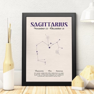 SAGITTARIUS Constellation Star Sign Print, Zodiac Wall Art, Printable Poster, Instant Digital Download