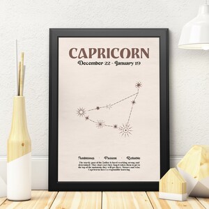 CAPRICORN Constellation Star Sign Print, Zodiac Wall Art, Printable Poster, Instant Digital Download