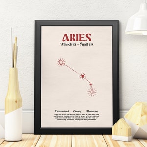 ARIES Constellation Star Sign Print, Zodiac Wall Art, Printable Poster, Instant Digital Download
