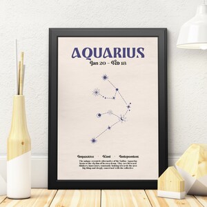 AQUARIUS Constellation Star Sign Print, Zodiac Wall Art, Printable Poster, Instant Digital Download