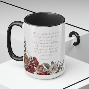PERSONALIZED Religious Mug, Bible- Verse Mug, Christian Coffee Mugs, Scripture Mugs, Bible Study Gifts,  Two-Tone Coffee Mugs, 15oz