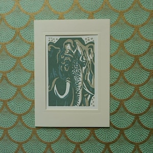 Carte de vœux Linocut Animals