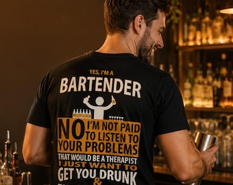 Funny Bartender Shirt, Bartender Gift, Yes I'm A Bartender T Shirt, Bartender Humor Tee, Gift For Bartender, Bar Staff Shirt