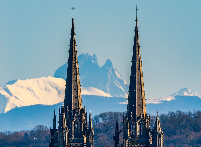 Affiche / Bayonne / Cathédrale / Pic du midi d'Ossau / Montagne / Pyrénées / Deco / Affiche photo / Pays Basque / Béarn image 3