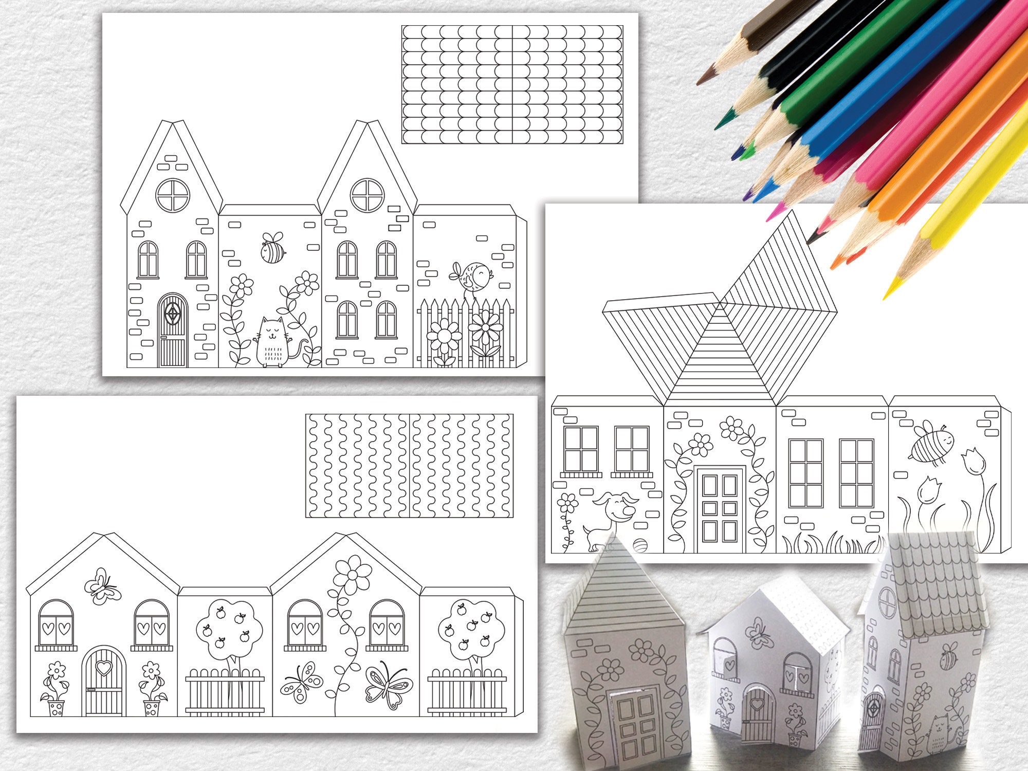 Paper Houses template Printable Craft Sheets, Activity Sheets, Paper ...