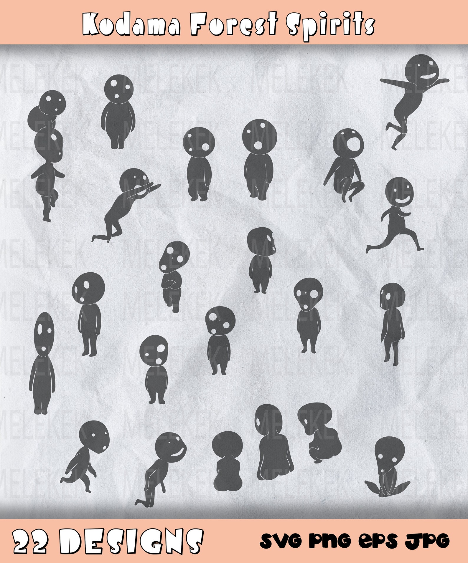 Kodama Forest Spirits Princess Mononoke SVG EPS PNG, Anime Svg, Kodama ...