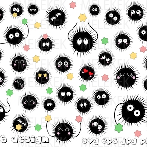Soot spirited away SVG EPS PNG, Spirited digital, Spirited away Laser Cut, Soot balls ghibli Vector, Soot spirited svg bundle, Sprites candy