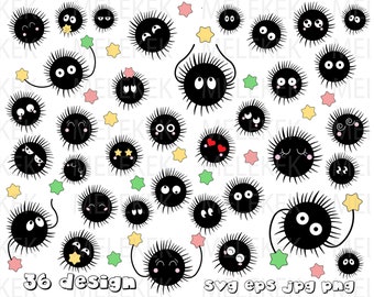 Soot spirited away SVG EPS PNG, Spirited digital, Spirited away Laser Cut, Soot balls ghibli Vector, Soot spirited svg bundle, Sprites candy