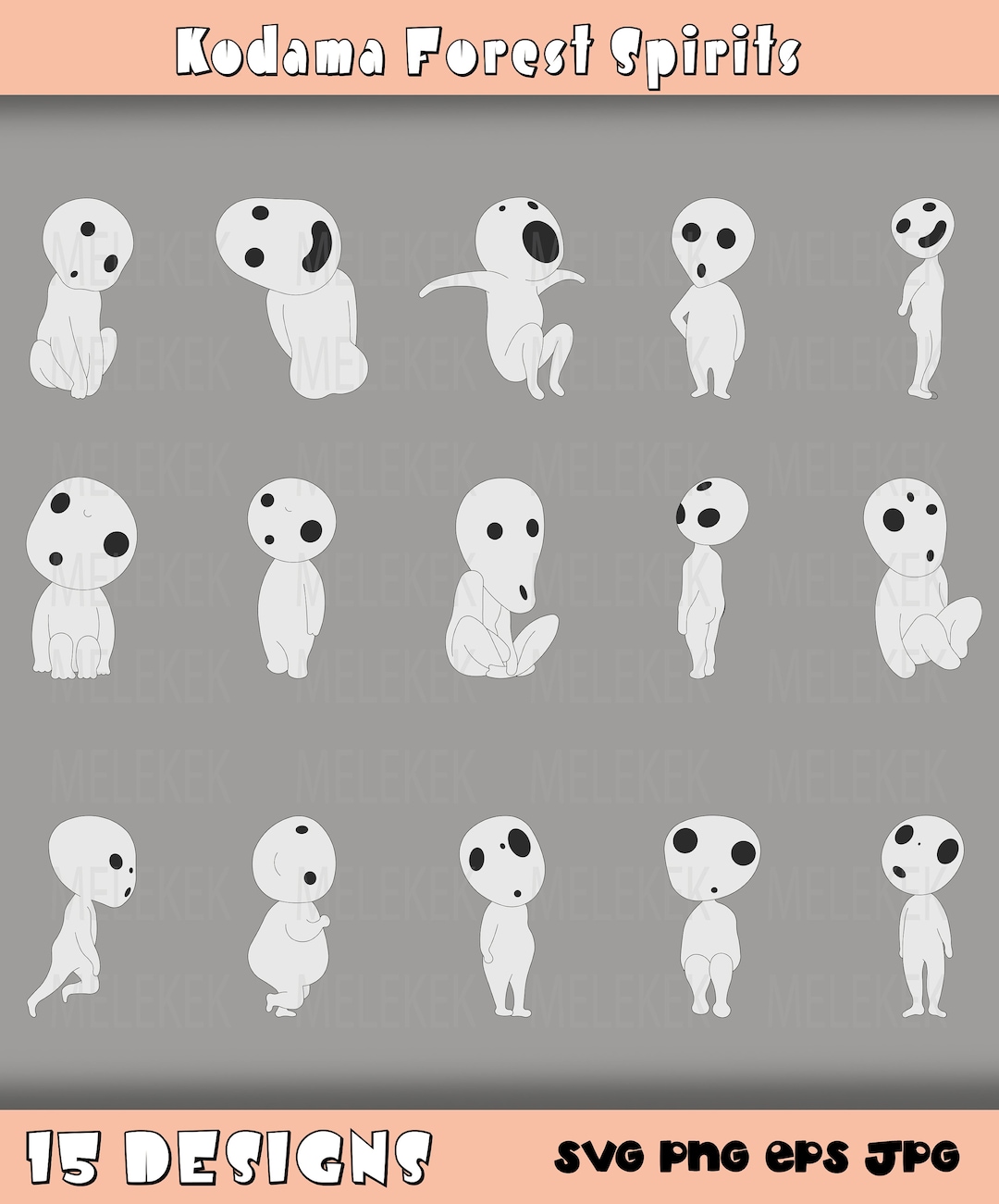 Kodama Forest Spirits Princess Mononoke SVG EPS PNG, Anime