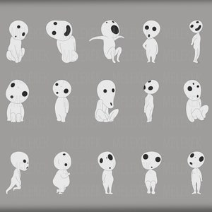 Kodama Forest Spirits Princess Mononoke SVG EPS PNG, Anime svg, Kodama Laser Cut file, Kodama ghibli Vector to download Stencil in White