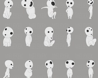 2024セール Kodama Forest Spirits Princess Mononoke SVG EPS PNG, Anime 置物