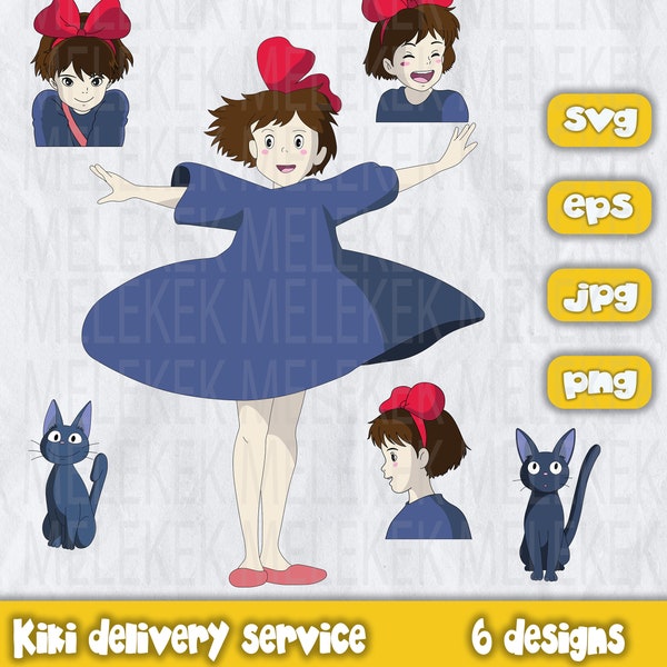 Kiki svg, Kiki's Delivery Service Inspired SVG EPS PNG, Anime svg, Kiki's svg, Kiki's png kiki Laser Cut file Kiki ghibli Vector to download