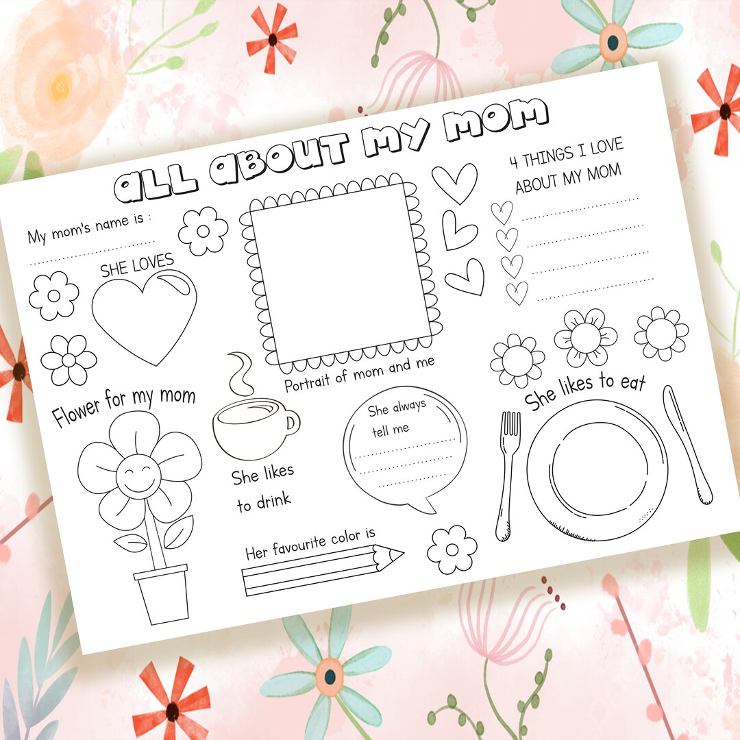 All About Mom Printable Activity, Mother's Day Activity for Kids ...