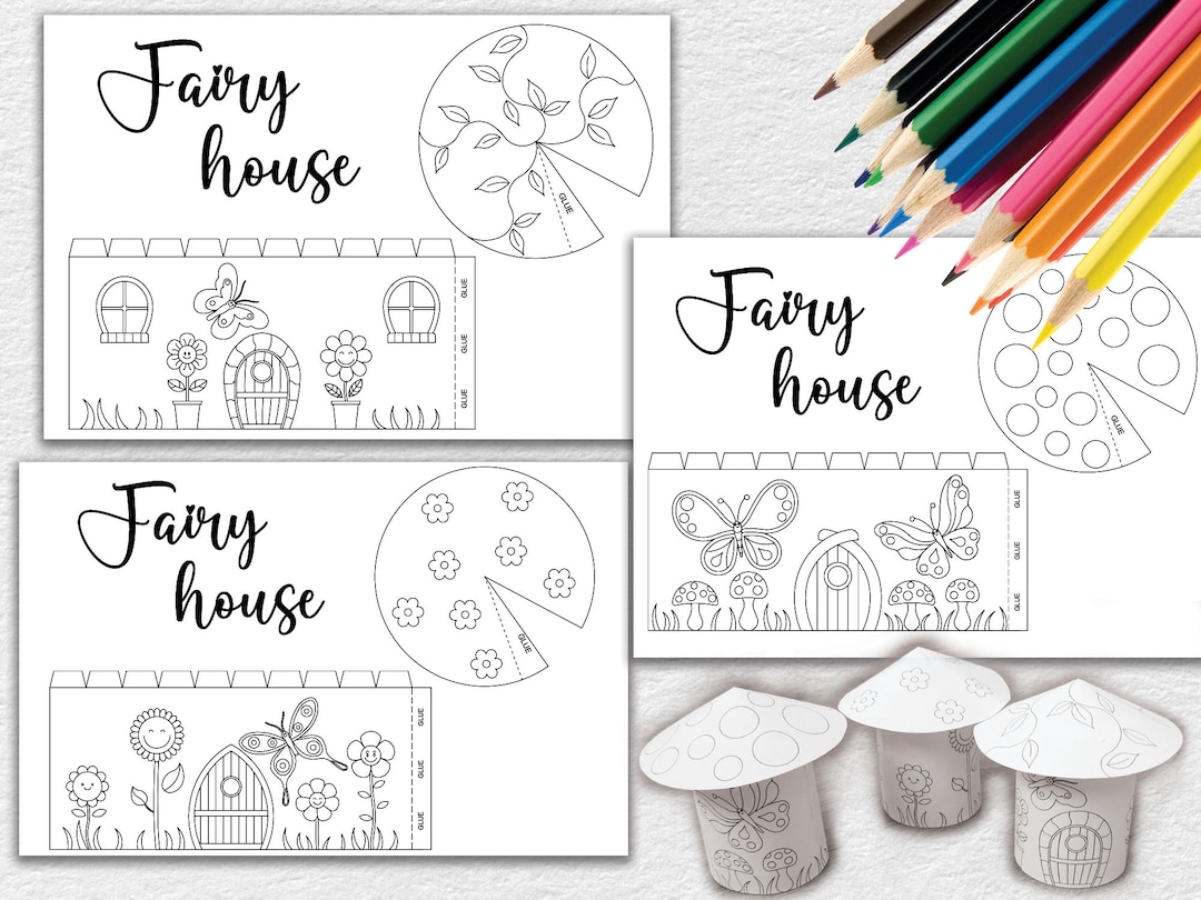 fairy-paper-houses-template-printable-craft-sheets-activity-sheets-paper-craft-kit-cut-color-pages-arts-crafts-for-kids-coloring-house-etsy for Free Printable Fairy House Template Fairy Paper Houses Template Printable Craft Sheets, Activity Sheets, Paper Craft Kit, Cut Color Pages Arts Crafts for Kids Coloring House - Etsy for Free Printable Fairy House Template