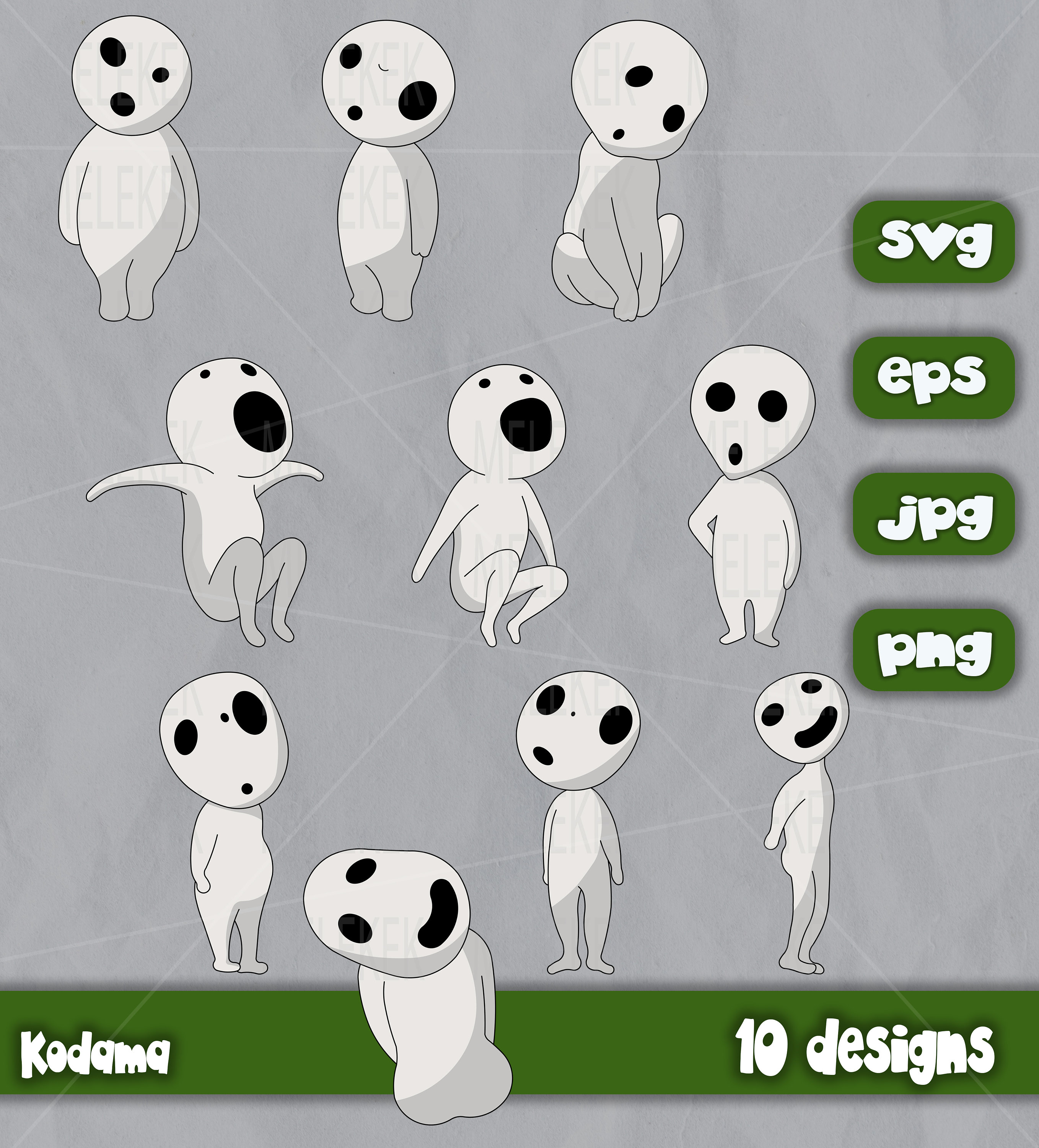 Kodama Forest Spirits Princess Mononoke SVG EPS PNG, Anime
