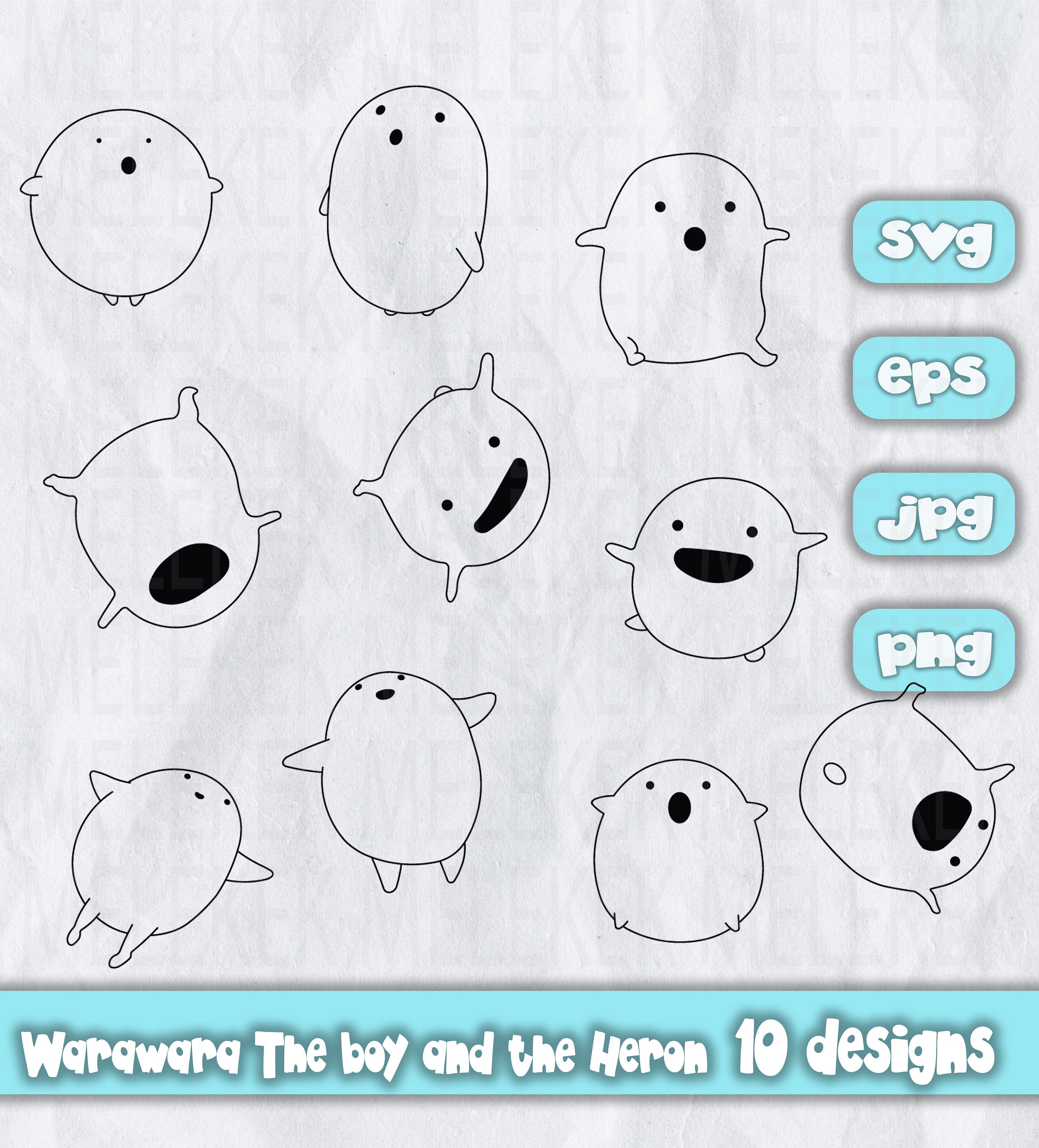 Warawara svg, The boy and the Heron SVG EPS PNG, Anime svg, Ghibli svg, warawara Laser file kawaii ghibli Vector to download warawara cricut