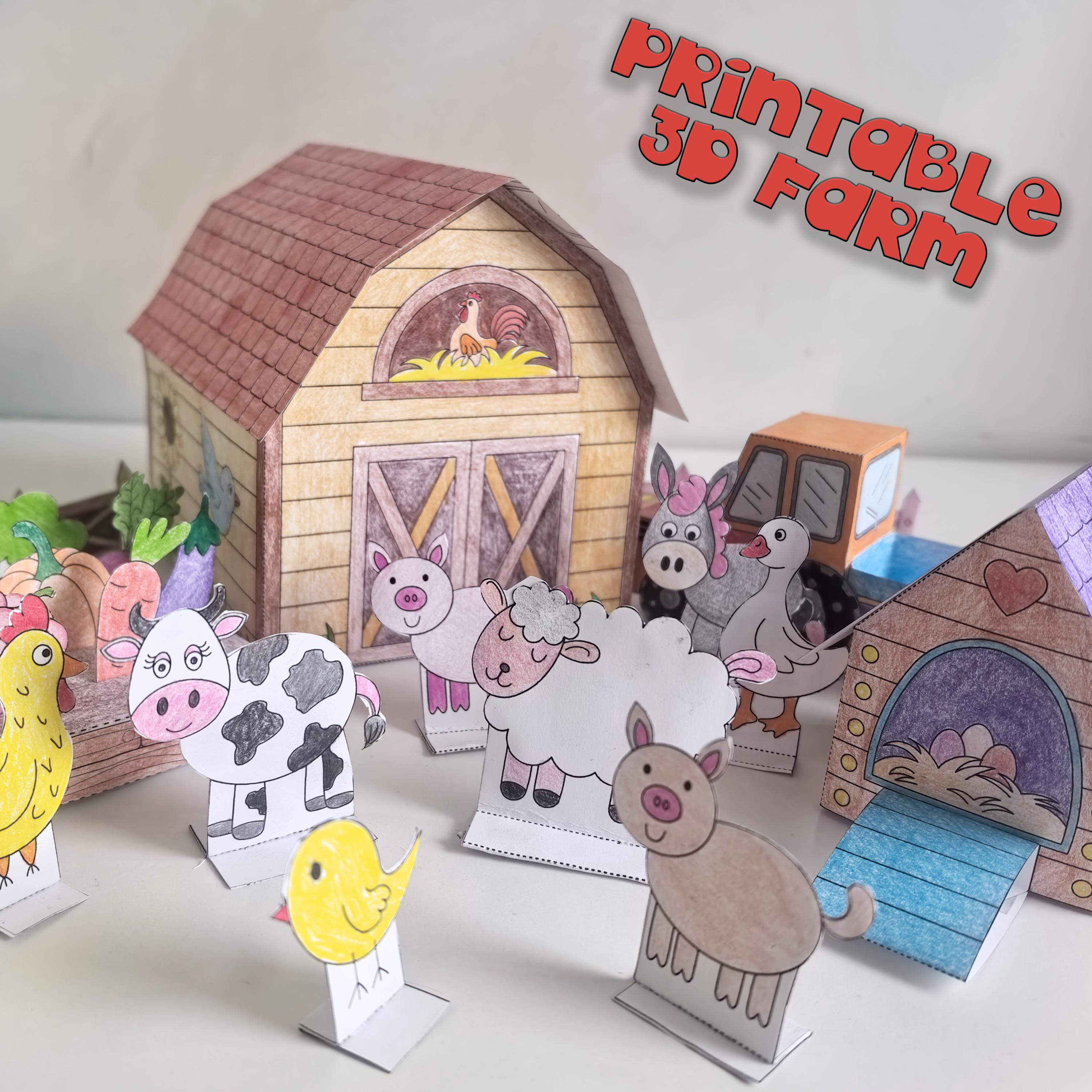 Farm 3d Paper Template Printable Craft Sheets, Farm Diorama, Activity ...