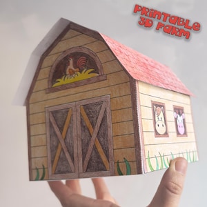 Farm 3d Paper template Printable Craft Sheets, Farm diorama, Activity Sheets, Paper Craft Kit, Farm Coloring pages, animals barn 3d paper image 17
