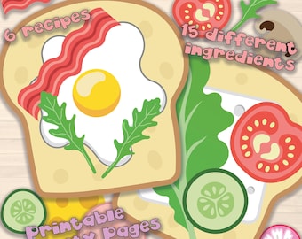 make your own sandwich, sandwich craft for children, sandwich cut and create, build your own sandwich, food craft diy printable