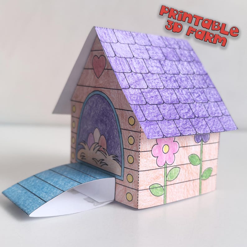 Farm 3d Paper template Printable Craft Sheets, Farm diorama, Activity Sheets, Paper Craft Kit, Farm Coloring pages, animals barn 3d paper image 18